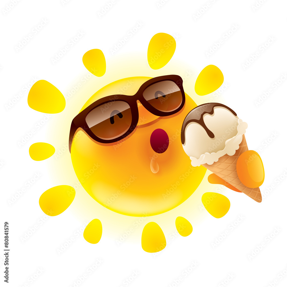 Obraz premium Summer sun holding an ice cream