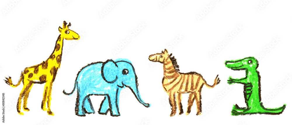 Obraz premium Pastel chalks drawing of animals