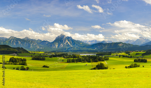 Panorama Landschaft in Bayern mit Berge der Alpen bei Füssen photo