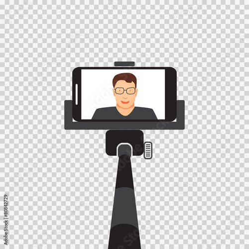 Self monopod with vector illustration