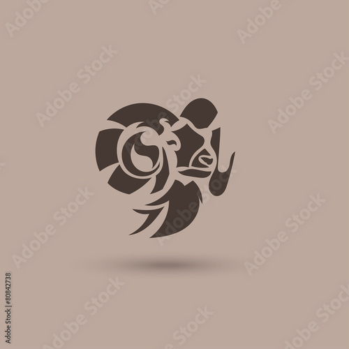 Vector Ram Head Silhouette. Creative animal logo design.