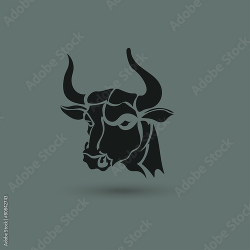 Bull head - vector stylized icon. Creative shape tattoo
