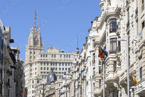 Buildings situated on representative Gran Via street, Madrid