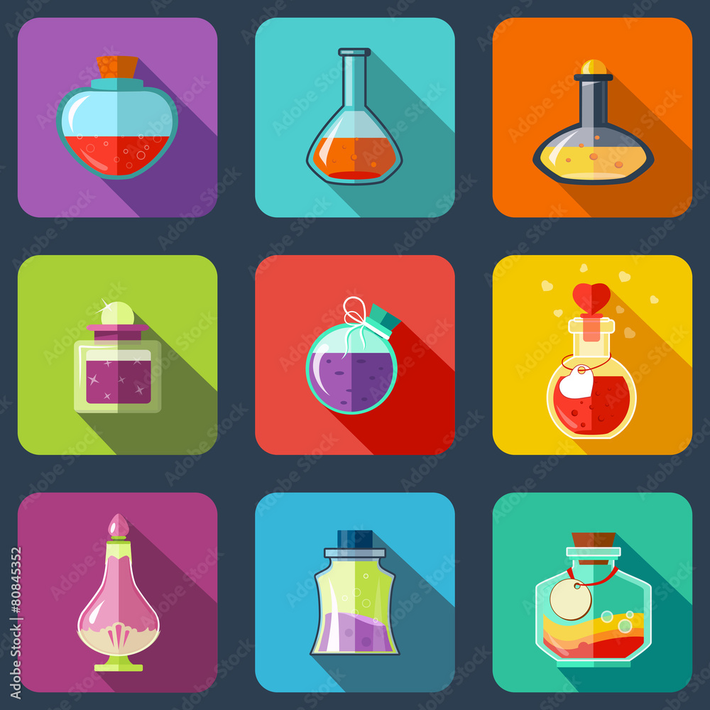 Transparent Magic Elixir in Different Colors With a Wooden Transparent Magic Elixir in Different Colors With a Wooden