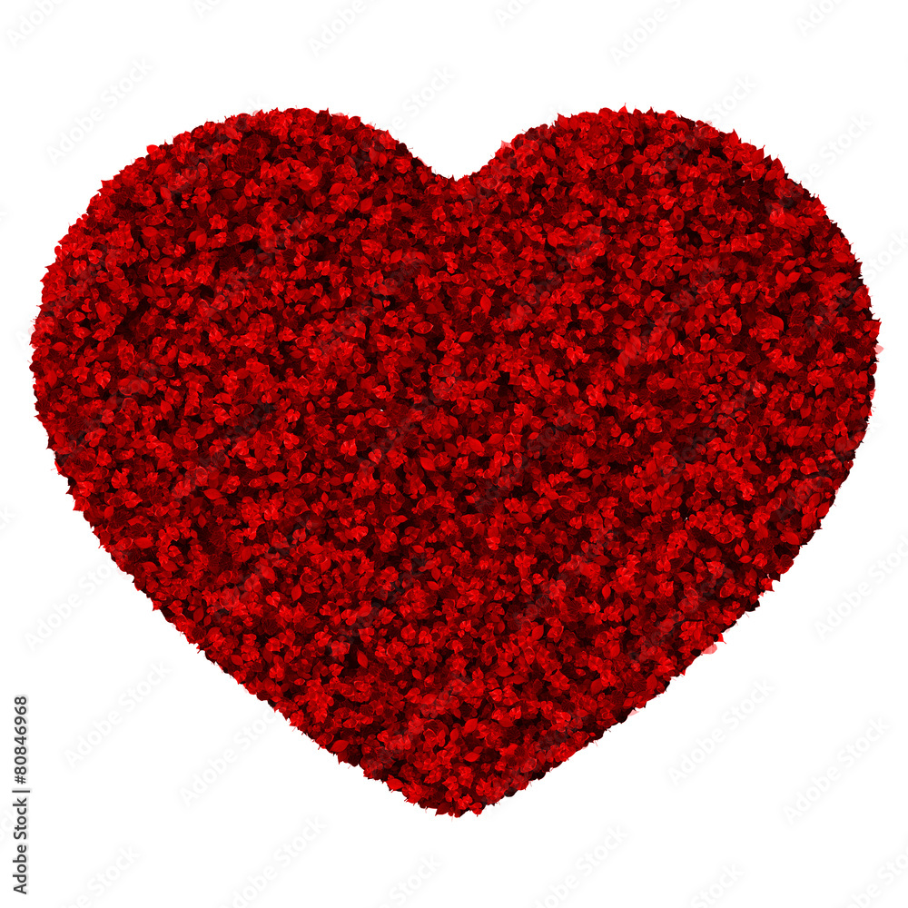 Heart made from red leaves.