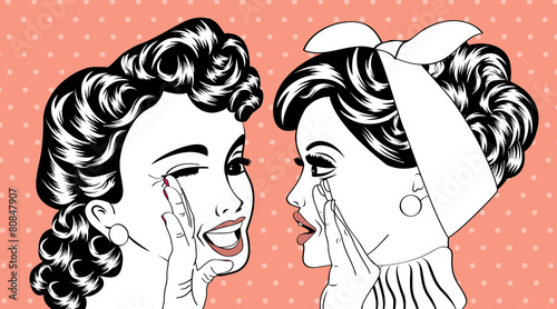 pop art retro women in comics style that gossip
