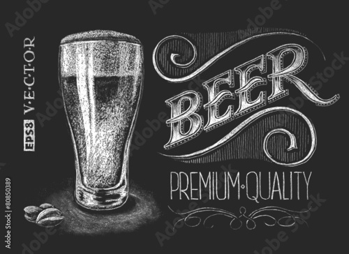 Poster of beer on the chalkboard