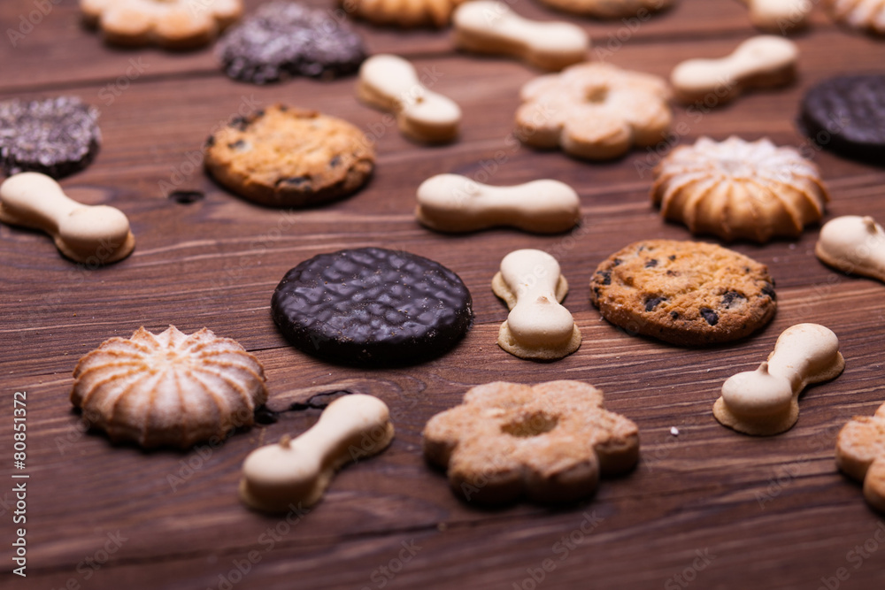 Various cookies on the wooden table Various cookies on the wooden table