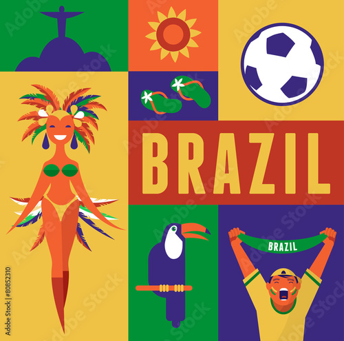 Brazil background with icons and illustration