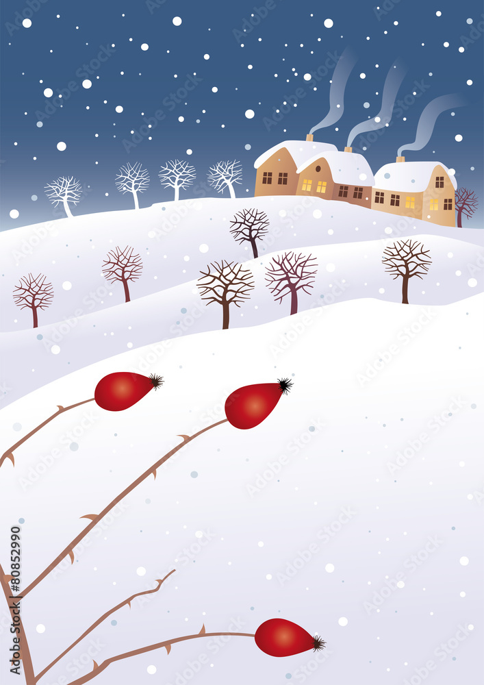 Winter and rosehip Winter and rosehip