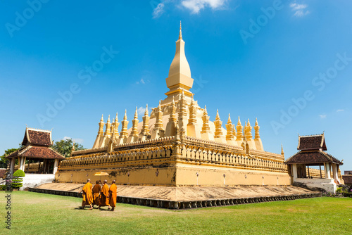 Golden pagoda wat Phra That Luang in Vientiane