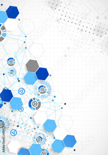 Abstract geometry blue color technology background.
