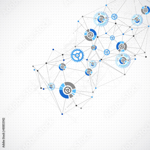 Abstract geometry blue color technology background.