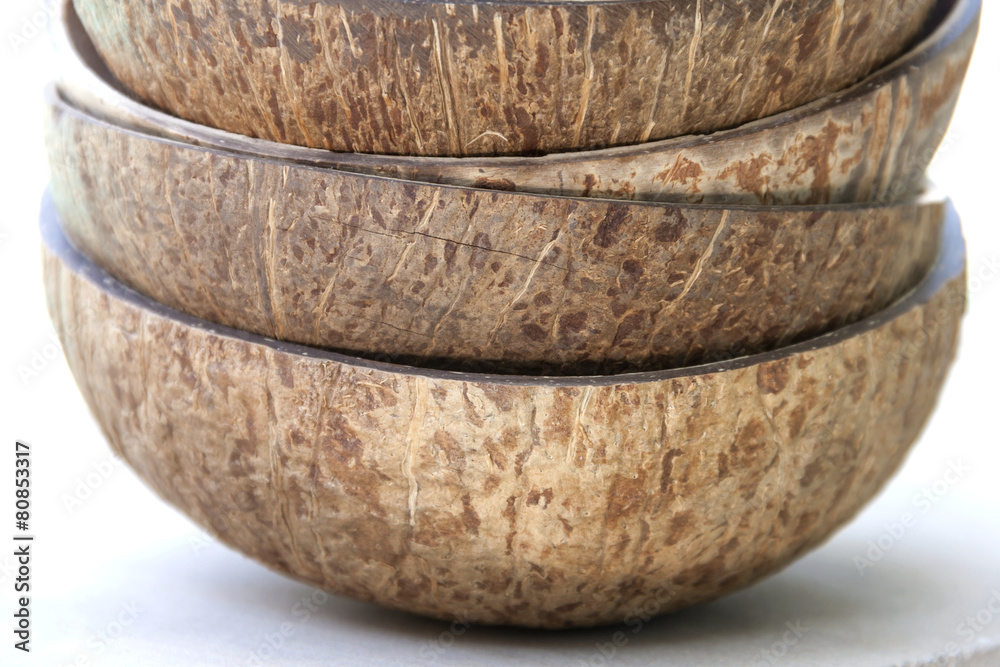 Fototapeta premium Closeup coconut shell texture with blur background