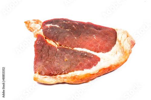 Cut of beef steak on white Isolated