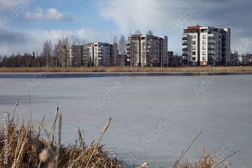 Apartment houses by the lake