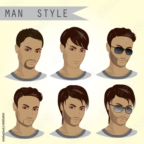 Man Hairstyles Set, vector illustration