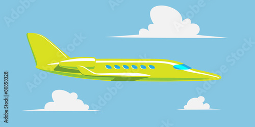 private jet in the sky with clouds