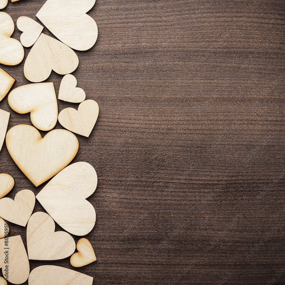 Fototapeta premium wooden heart shapes on the table