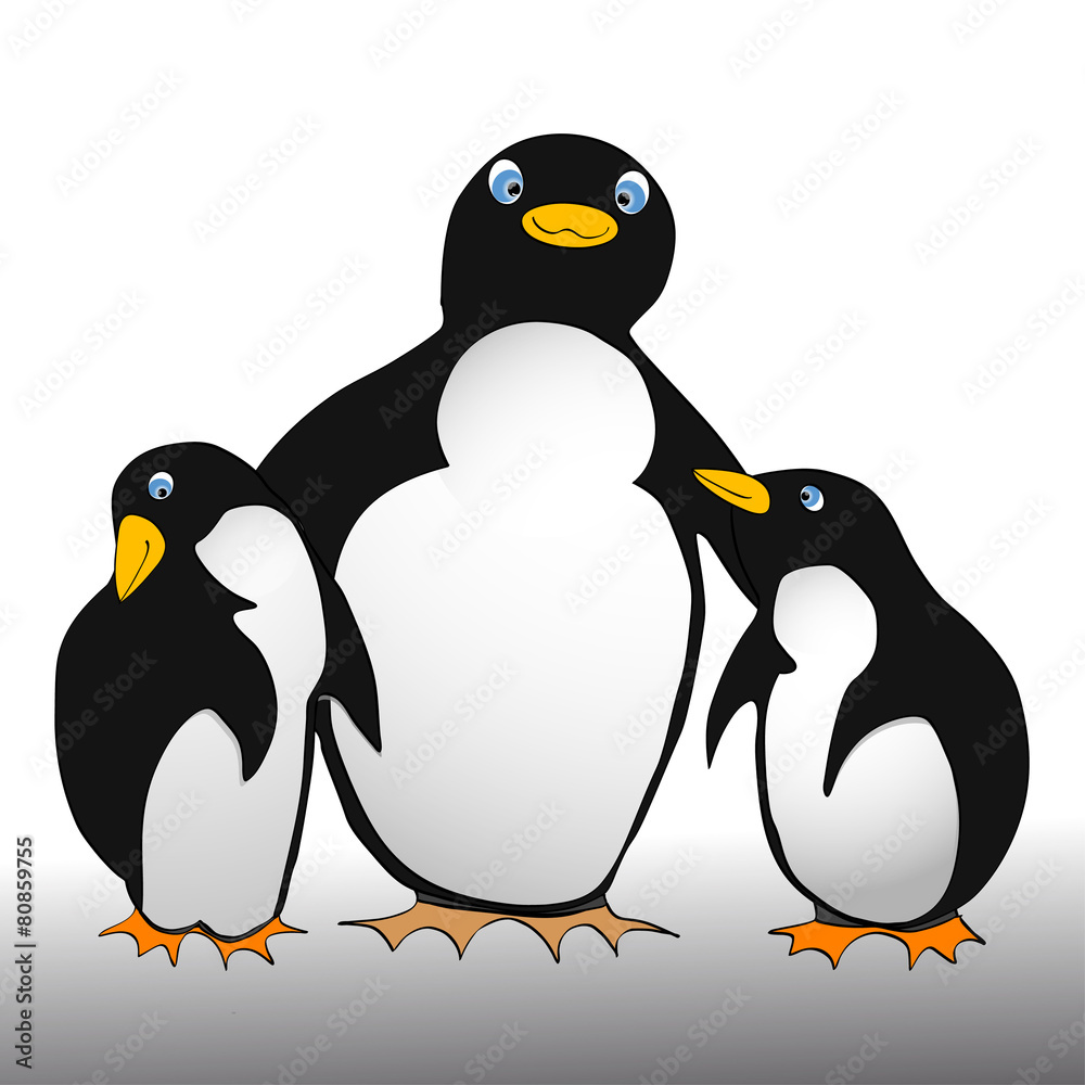Fototapeta premium penguin family - comic style