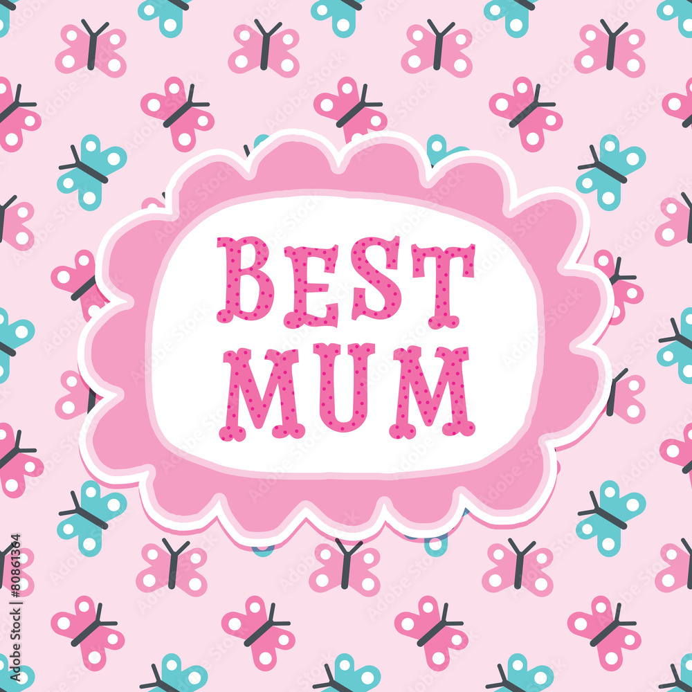 cute mothers day or birthday card best mum butterflies pink cute mothers day or birthday card best mum butterflies pink