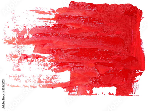 red grunge brush strokes oil paint isolated on white backgroun