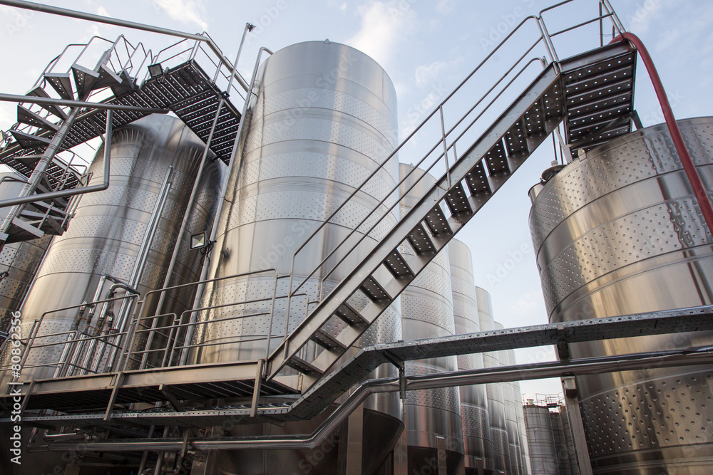 Obraz premium Wine Factory Aluminum Barrels