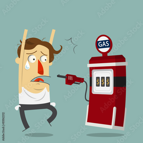 Businessman rob by gas station. Vector.  Illustration