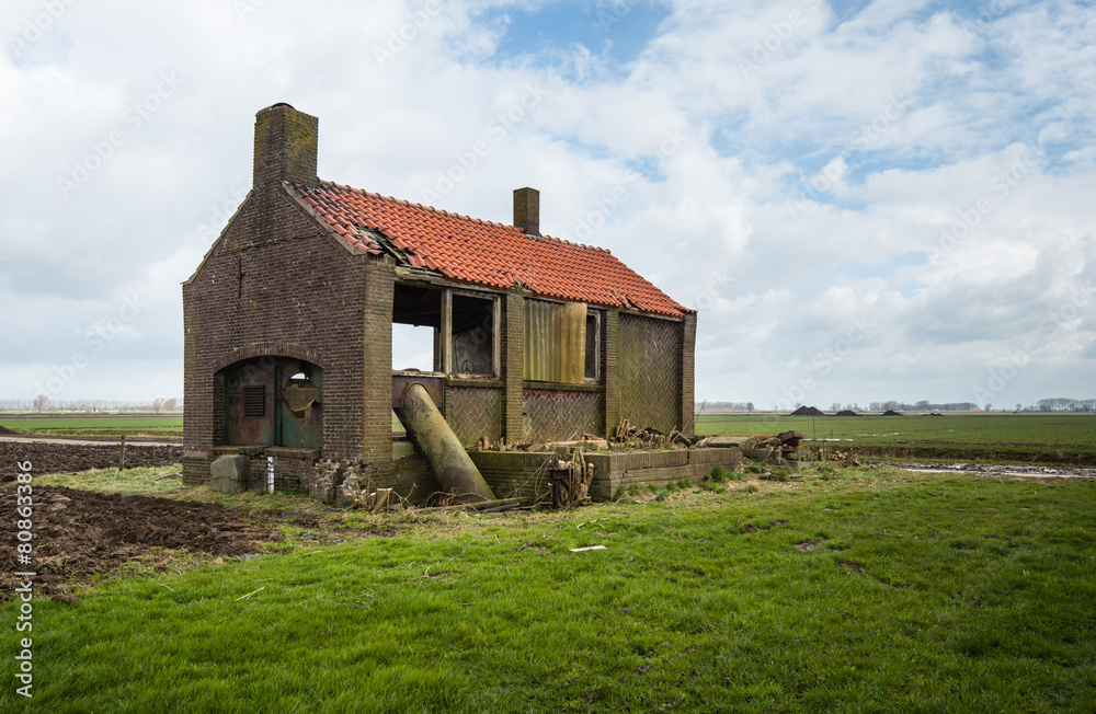 Partly scrapped small pumping station