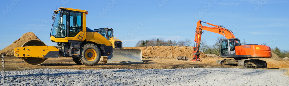 Straßenbau - Baumaschinen, breites Bildformat Straßenbau - Baumaschinen, breites Bildformat