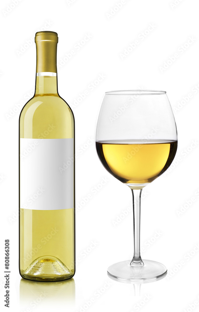 White wine bottle and glass