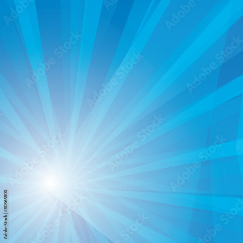 Vector shiny blue sky background with ray of light