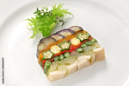 homemade vegetable terrine, vegetarian cuisine photo