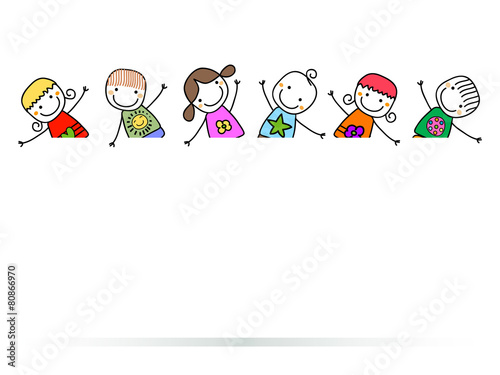 happy kiids with banner