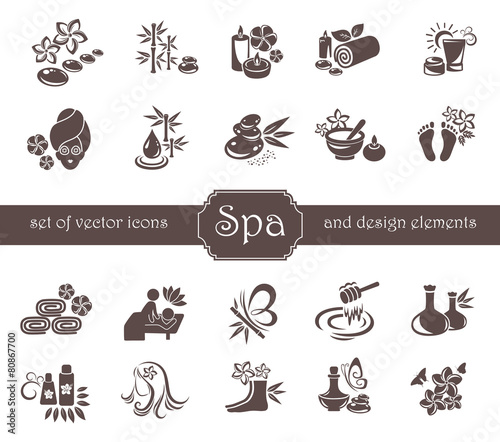 Set of Spa, Zen, Massage, Cosmetic logo and design elements.