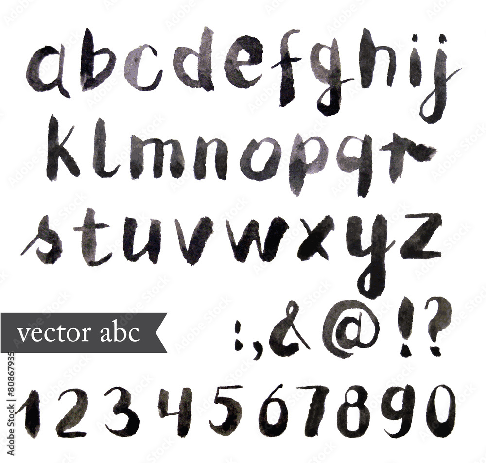 Vecteur Stock Vector Watercolor Alphabet. Brush font. | Adobe Stock