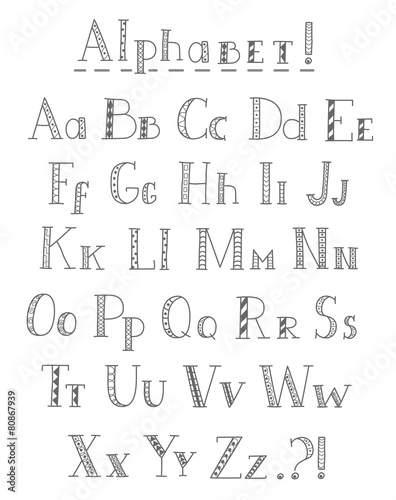 Vector hand drawn alphabet.