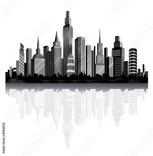 Metropolis on the river. Vector City Panorama. © vectorgirl