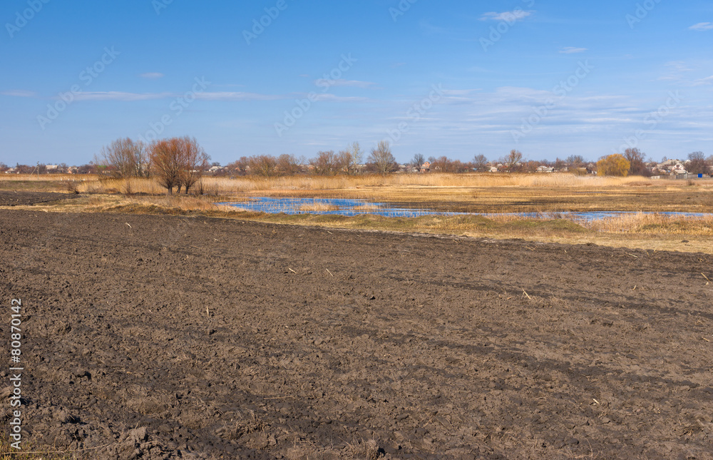 Spring landscape with plough-lands in central UKraine