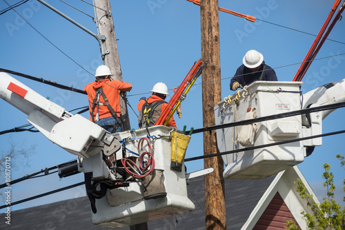 Neighborhood powerline workers