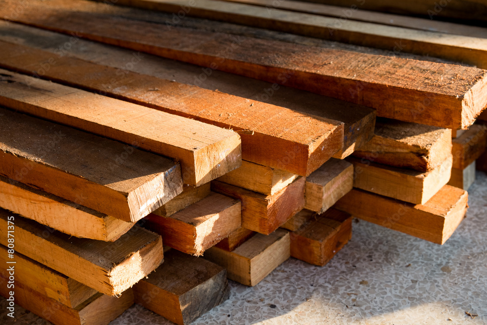 Wood timber construction material, Stack of Building Lumber at C
