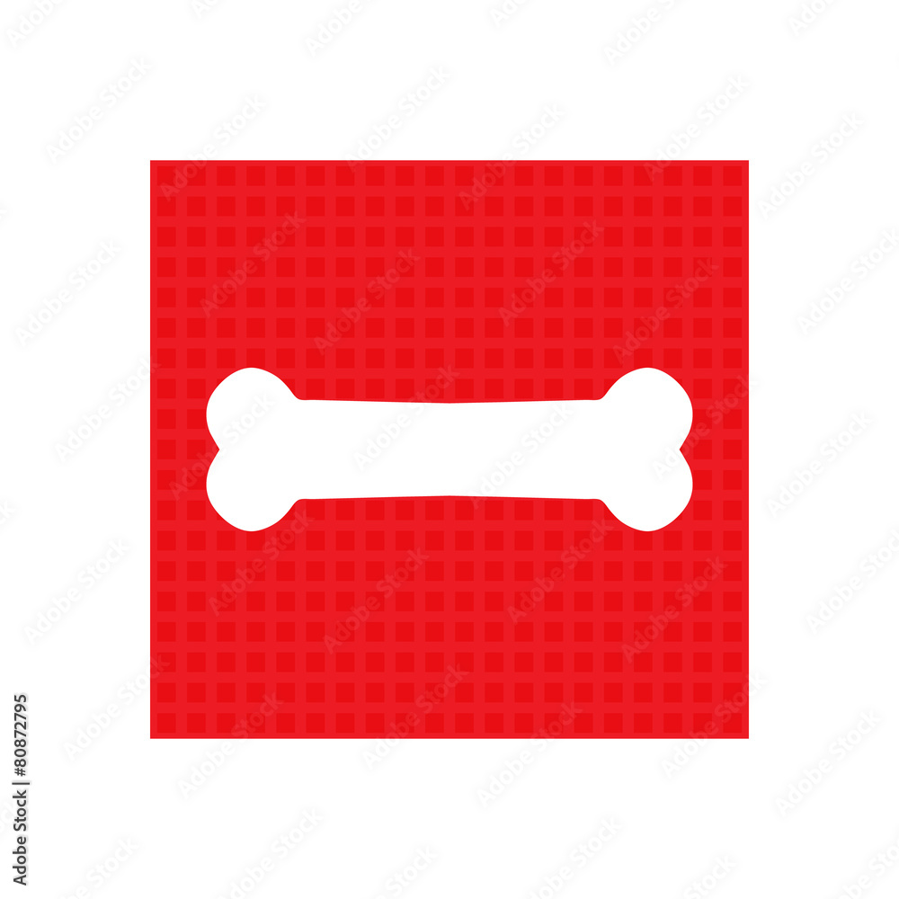 Dog bone sign icon. Pets food symbol. red square icon Dog bone sign icon. Pets food symbol. red square icon