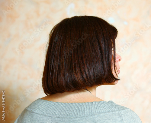 short caret woman hair cut from behind photo