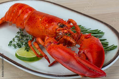 Red boiled lobster