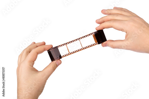Photographic film in hands