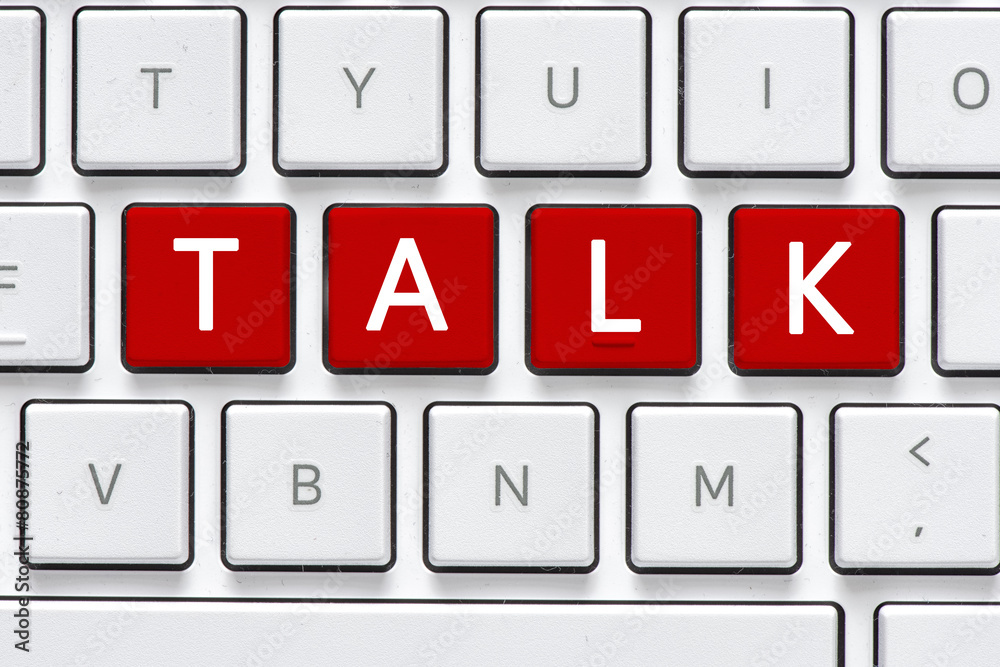 Computer white keyboard with talk button Computer white keyboard with talk button