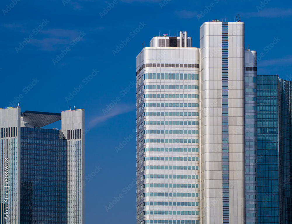 Facades of skyscrapers in the center of Frankfurt, Germany