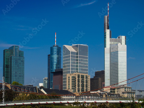Skyline of Frankfurt, Germany, in front of the river Main