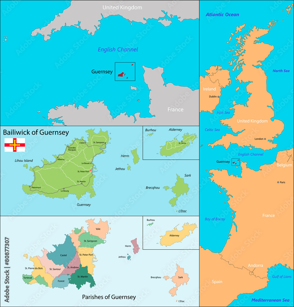 Obraz premium Guernsey map