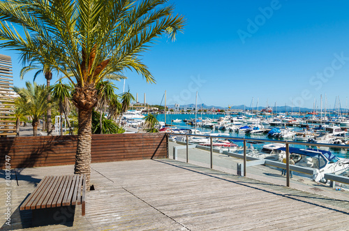 Promenade in Alcudia seaside town  Majorca island  Spain